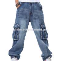 Mens Jeans Cargo Pants Work Casual Baggy Style Denim Jeans Pants