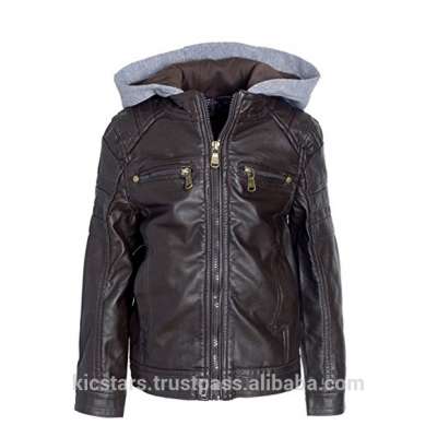 Kids Leather Hoodie Jackets